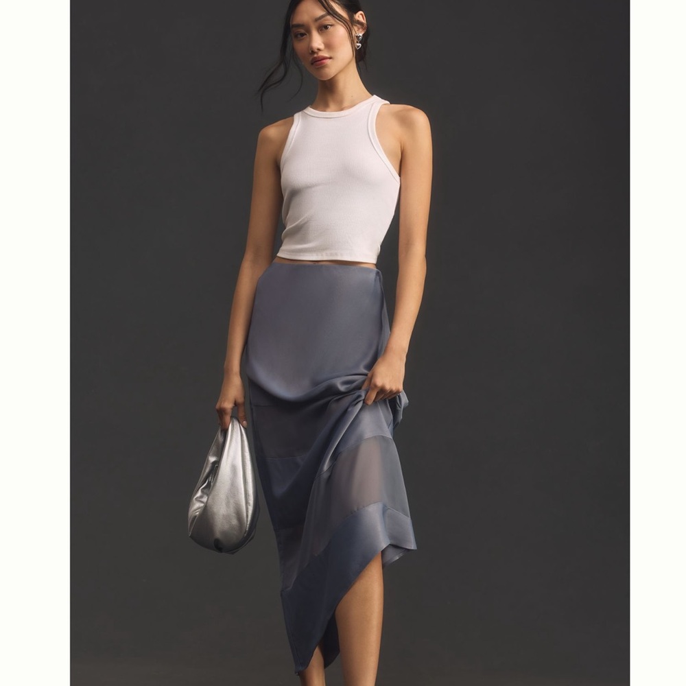 NWT Anthropologie Sheer Stripe Slip Maxi Skirt Size XL
